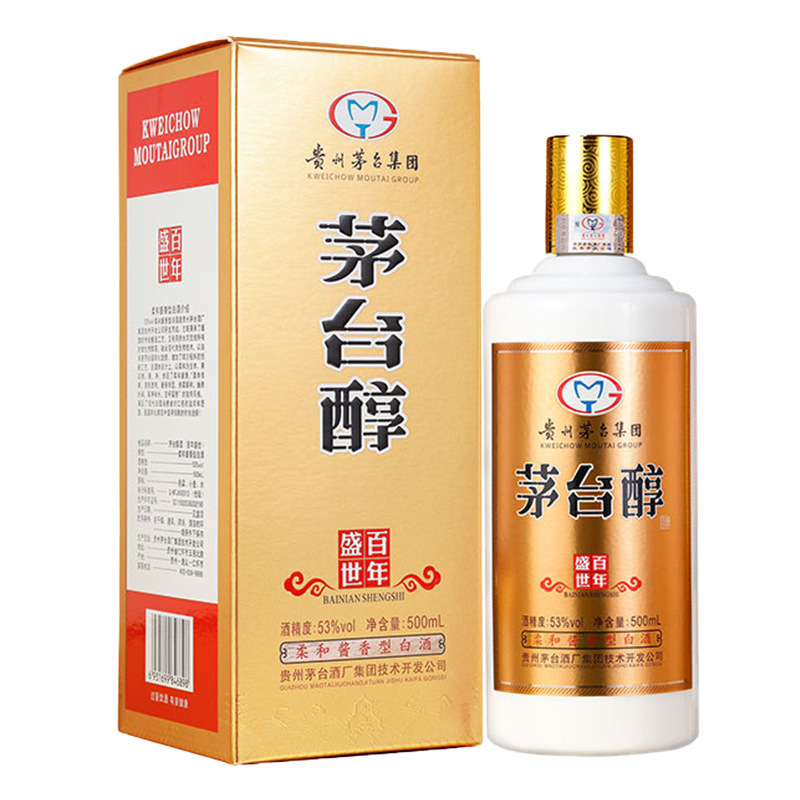 moutai茅台醇盛世百年53度柔和酱香型白酒500ml单瓶