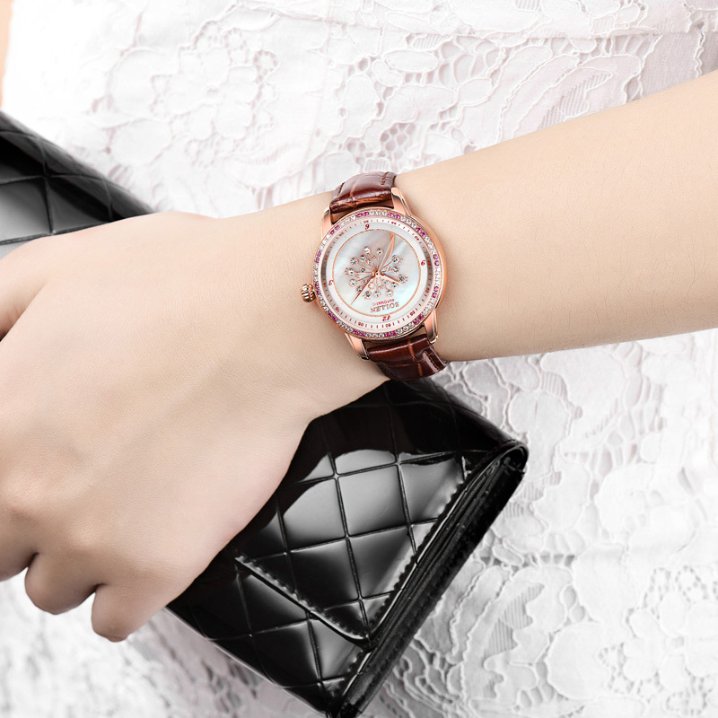 梭伦(SOLLEN)手表女蒲公英新款正品自动机械表皮带时尚潮流生活防水女表SL-408高清大图