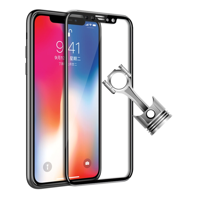 ESCASE 苹果iPhoneX/Xs手机膜钢化膜全屏手机贴膜苹果10手机保护膜高清防爆玻璃膜 黑色