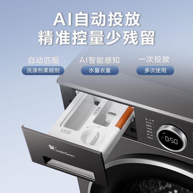 小天鹅(LittleSwan)滚筒洗衣机全自动家用 洗烘一体 TD10V628PLUS 水魔方 10公斤 低温柔烘不伤衣高清大图