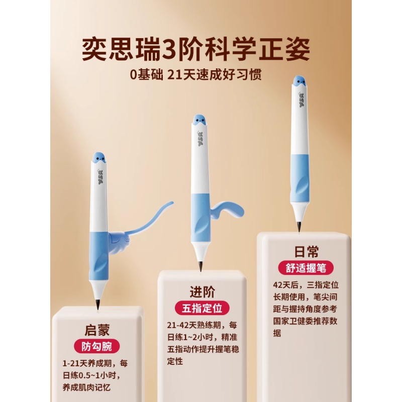 YSR奕思瑞儿童自动正姿矫正铅笔幼儿园初学者一年级二年级小学生练字专用不用削高颜值无毒大三角2hb铅笔3.15高清大图