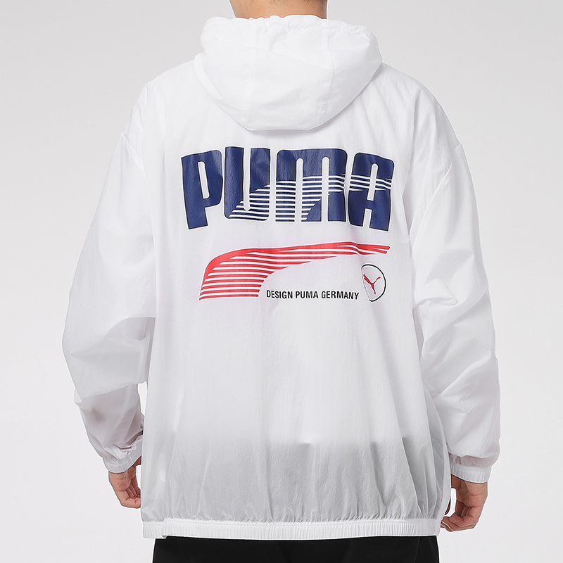 puma彪马金标夹克男装2021春季白色新款运动服防风衣连帽外套531487