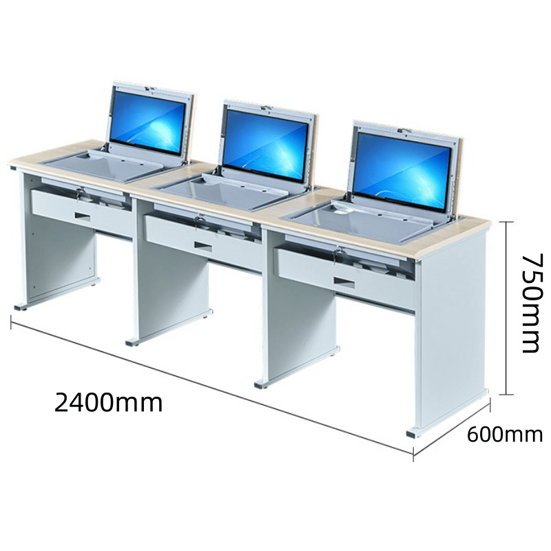 豫龙都翻转电脑桌3人张高清大图