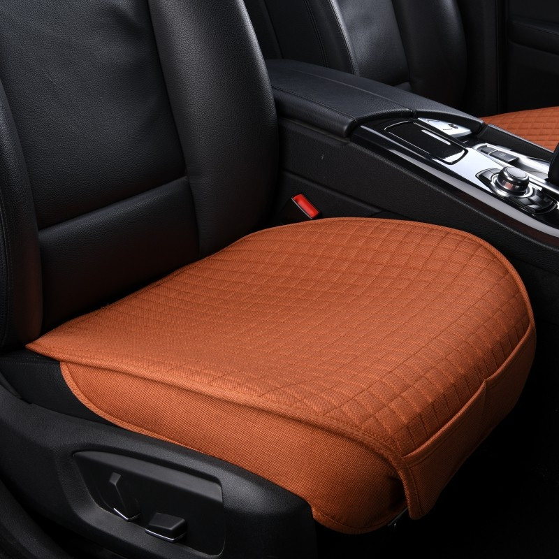 单片三件套汽车坐垫无靠背座垫全包四季通用冬季单座亚麻后排后座升级