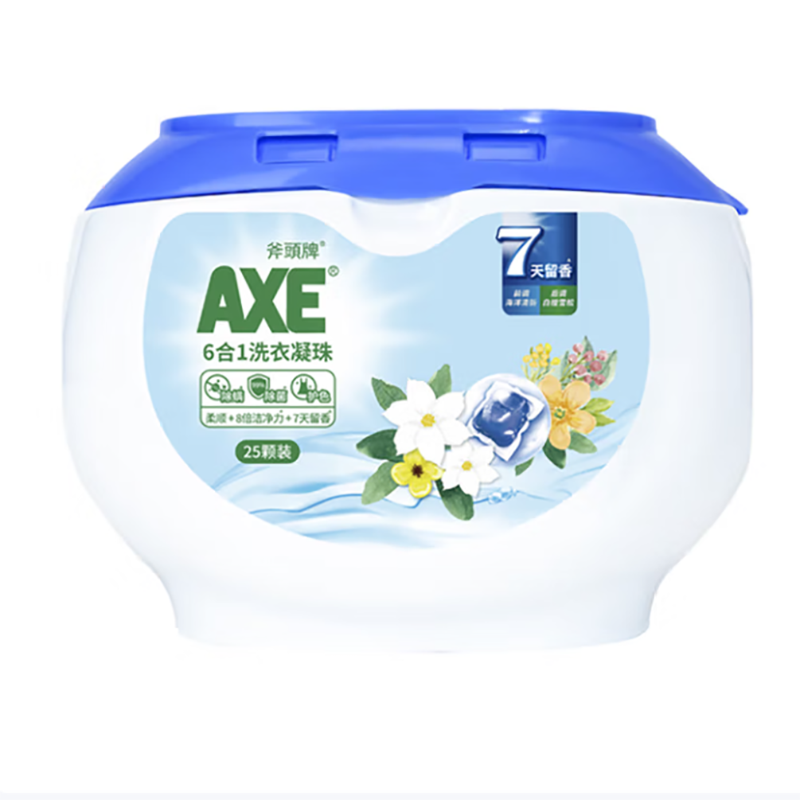 斧头牌(AXE)6合1洗衣凝珠(海洋清新)25颗375g 8倍洁净力375g*6盒!
