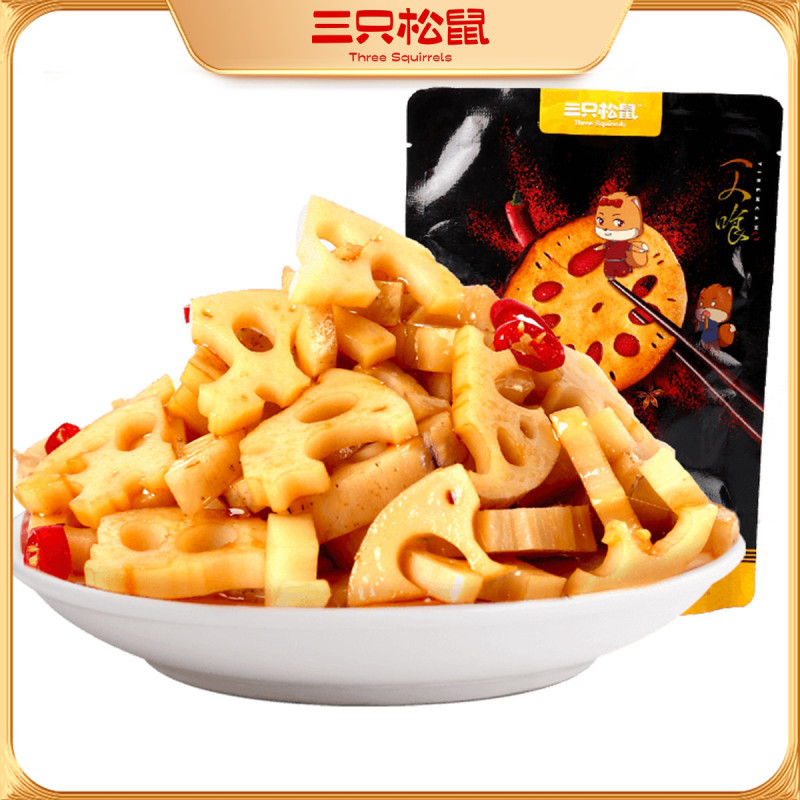 满300减210[三只松鼠黑鸭味脆莲藕 150g]休闲零食卤味小食高清大图