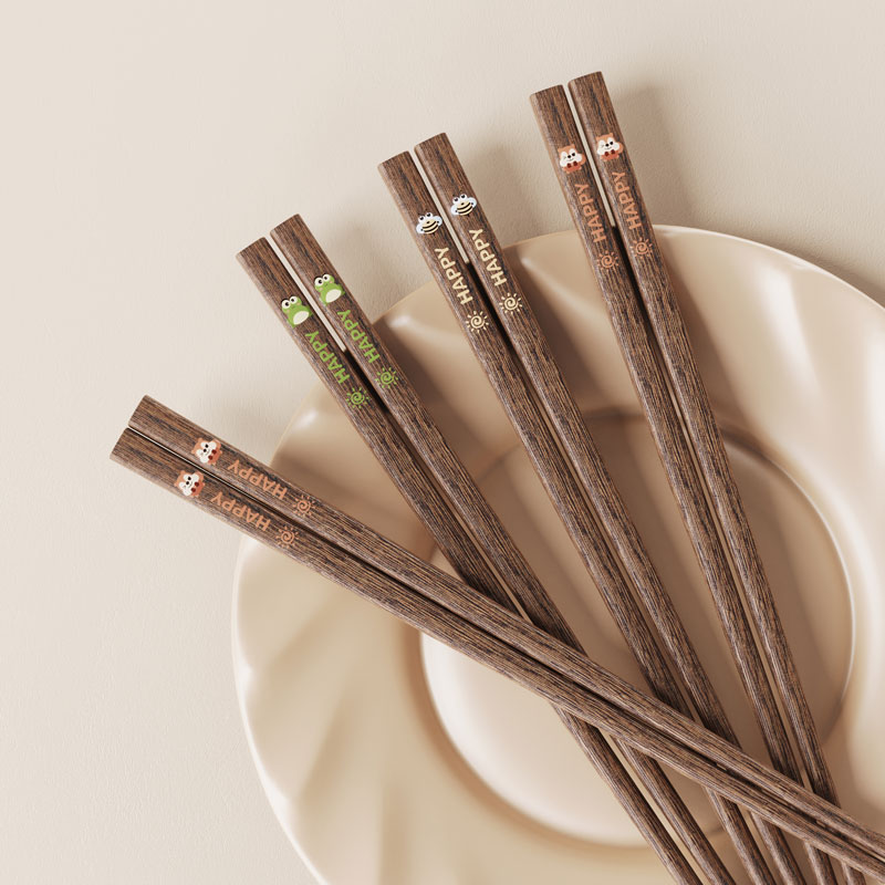 味家儿童彩绘鸡翅木筷子高清大图