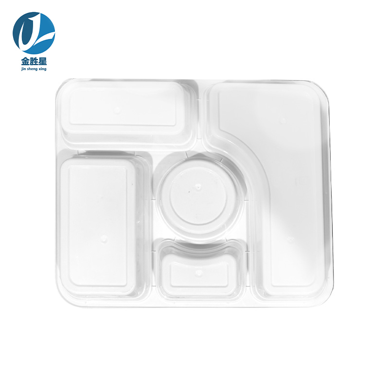 金胜星J084 一次性方五格 1300ml 白底透明盖 150套/箱高清大图