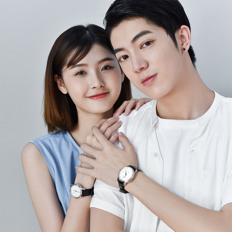 天王表情侣表皮带自动机械表时尚休闲男表精致百搭女表腕表送生日礼物推荐5914高清大图