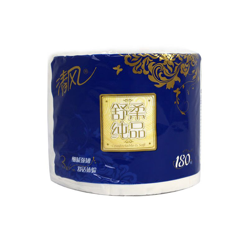 清风舒柔纯品3层平纹180g卷筒卫生纸 单卷 单位:卷