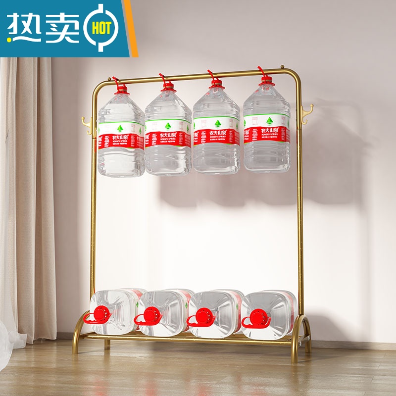 敬平晾衣架落地折叠室内晒衣架阳台卧室挂衣架子家用简易单杆式衣帽架 轻奢金-120cm[拱桥款-双挂钩-侧置物网] 大高清大图