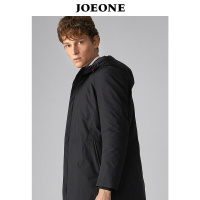 九牧王男装羽绒服男秋冬新款保暖中年连帽黑色羽绒服男士外套 JR186131T+黑色+标准版