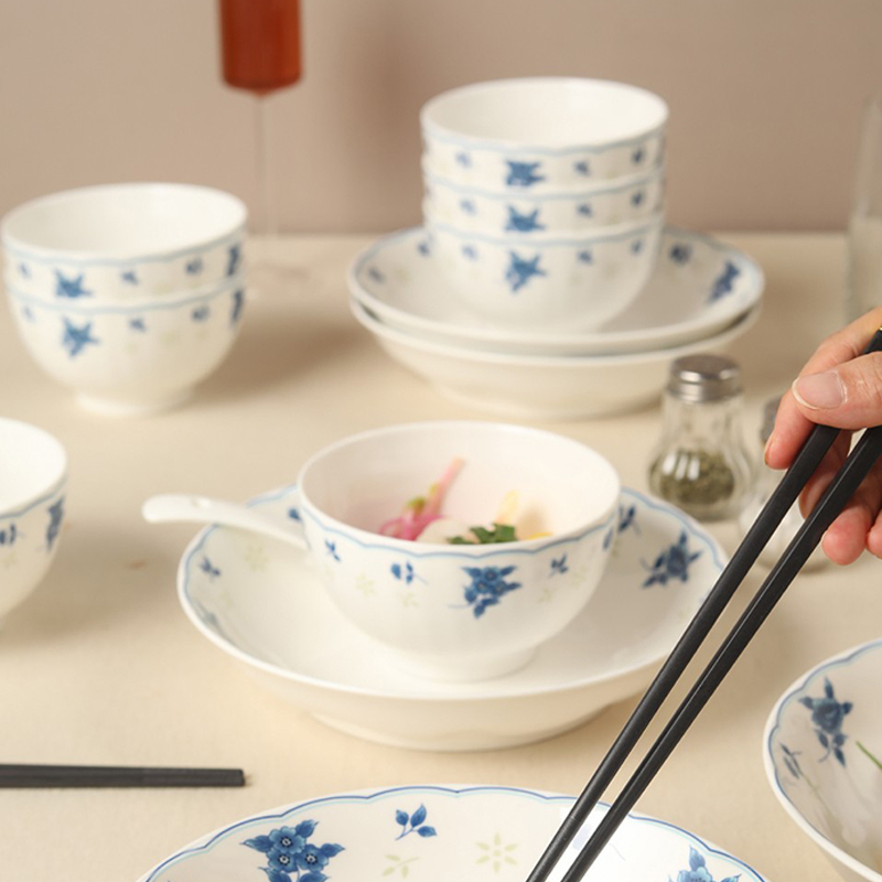 尚陵 (SHANG LING) 青花玲珑 陶瓷餐具 22件套(8碗+8勺+6盘+礼盒)高清大图