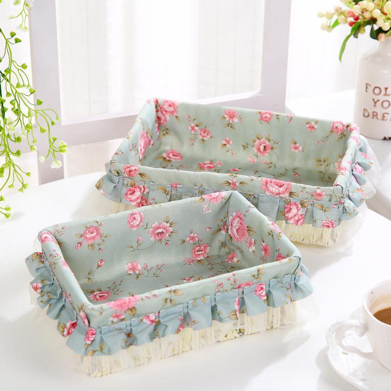 家柏饰(CORATED)布艺藤编收纳筐桌面遥控器收纳篮化妆品收纳盒篮杂物篮收纳盒 米白色苏菲绿套装