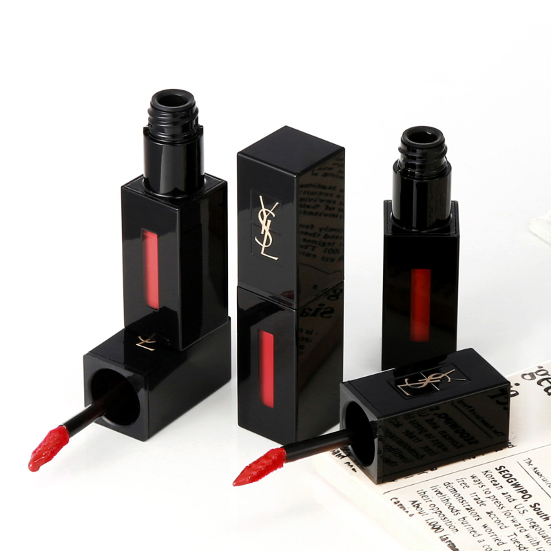 YSL圣罗兰Yves Saint Laurent黑管漆光镜光液体唇釉唇彩5.5ml407#玫瑰豆沙色打造“玻璃唇”