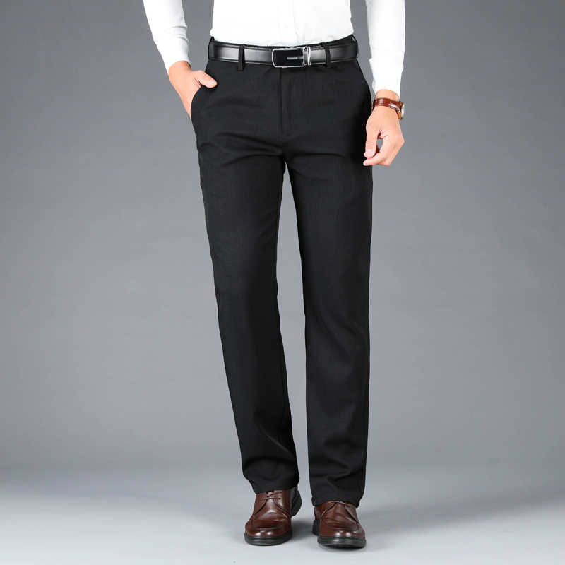 花花公子品牌春季新款休闲裤男商务直筒西裤工作裤宽松男士长裤子