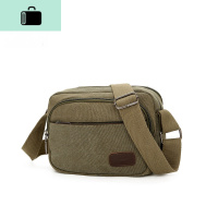 新款男士休闲单肩包帆布多层小方包多层运动小包斜挎收钱包生意包NEWLAKE 军绿色