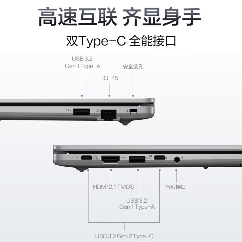 华硕/ASUS破晓7S AI轻薄本14英寸商务办公笔记本电脑 Ultra5 225H 16GB 1T 2.5K 144Hz 星空灰高清大图