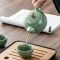 小型家用功夫茶具茶杯陶瓷干泡茶盘托套装组日式简约办公室小茶台 4头青瓷鱼茶具