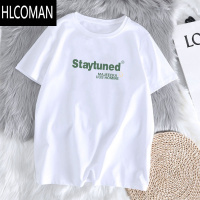 HLCOMAN男士t恤白色上衣夏季短袖男款宽松半袖潮流圆领体恤2023新款