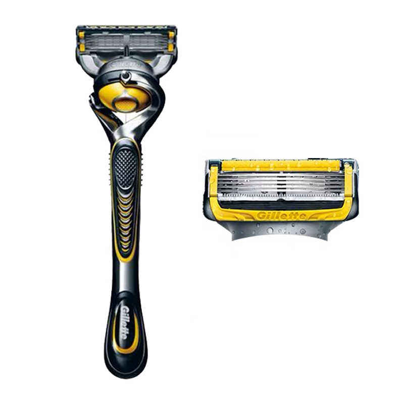 吉列(GILLETTE) 锋隐5致护 5+1层刀片 清爽手动剃须刀刮胡刀 1个支架+2个刀头 黄色