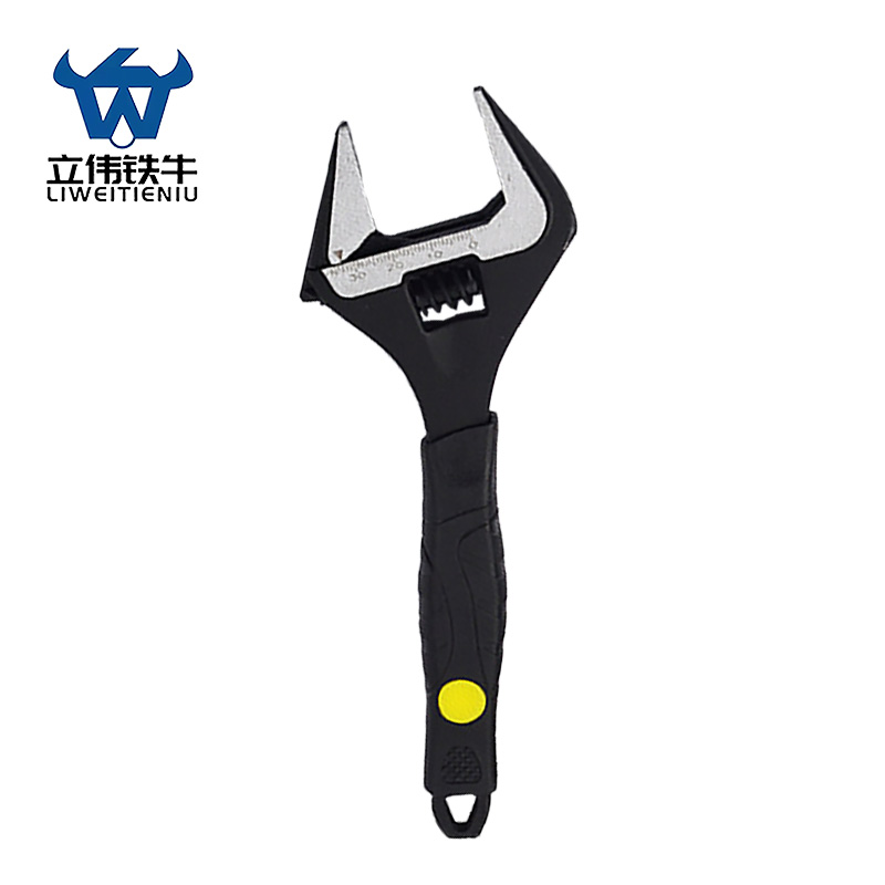 立伟铁牛黑色超大开口扳手8寸/把高清大图