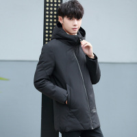 UYUKUYUK羽绒服男2018冬季新款中长款连帽保暖印花加厚冬装韩版修身外套