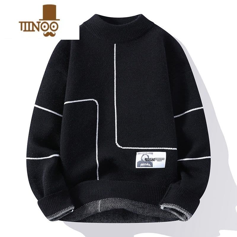 YANXU男士毛衣青少年学生打底针织衫休闲内搭半高领潮流毛衫男图片