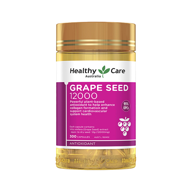 Healthycare 葡萄籽精华 软胶囊 12000mg 300粒 1瓶装 HC OPC 天然原花青素 澳洲进口
