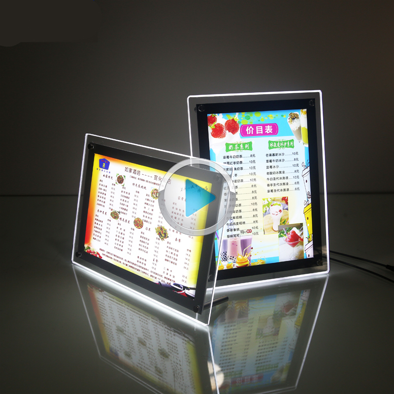 a4a3led水晶点餐超薄奶茶店灯箱片发光立吧台式价目闪电推荐60x40黑镜