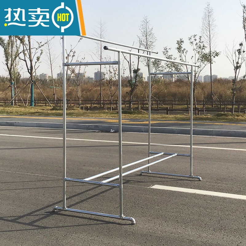 敬平镀锌钢管晾衣架落地室外带轮移动晒被子架阳台楼顶户外防风挂衣架 B款加轮1.8长(1.4/1.6)高0.6宽 送40个高清大图
