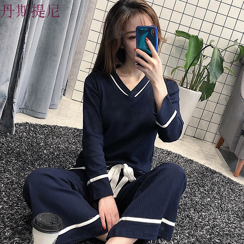 2018新款睡衣女春秋长袖纯棉薄款韩版冬可外穿学生甜美家居服套装