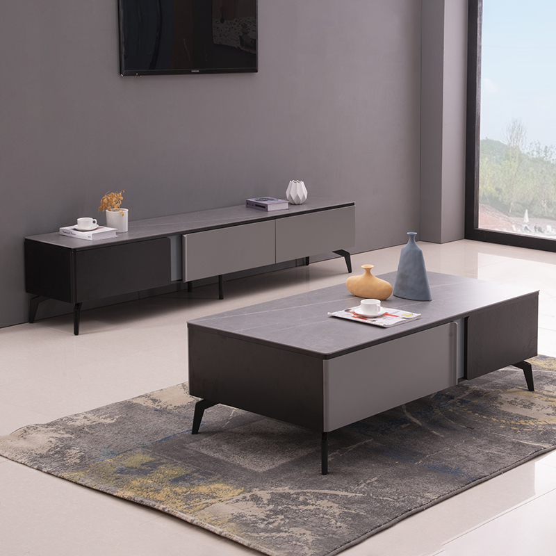 有模有样岩板茶几电视柜组合意式极简轻奢现代简约小户型客厅地柜视频