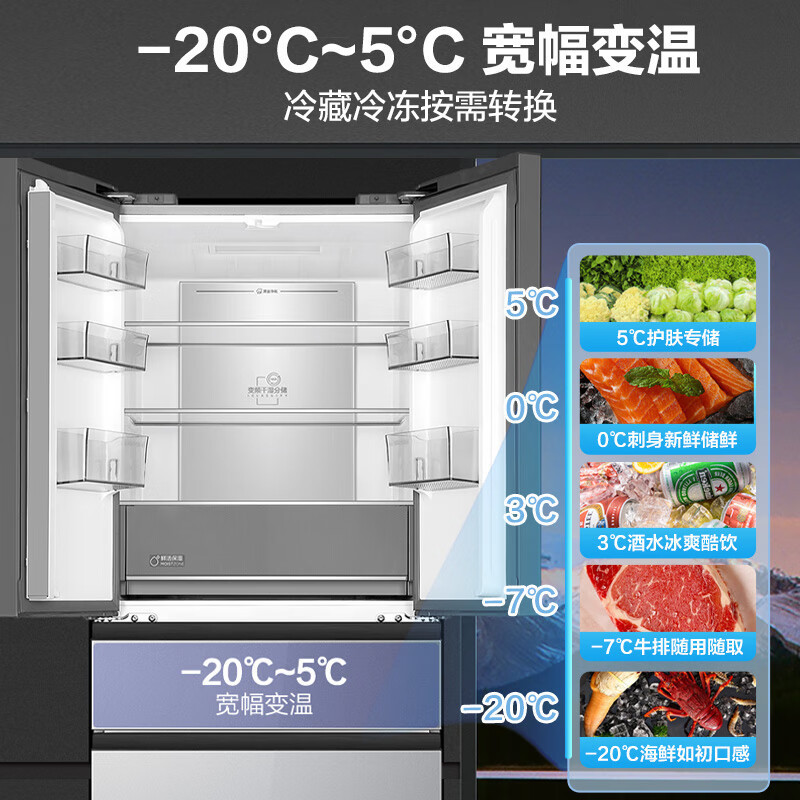 海尔(Haier)BCD-425WLHMD45ASU1 425升零距离嵌入式一级能效双变频冰箱家用风冷无霜双开门大容量