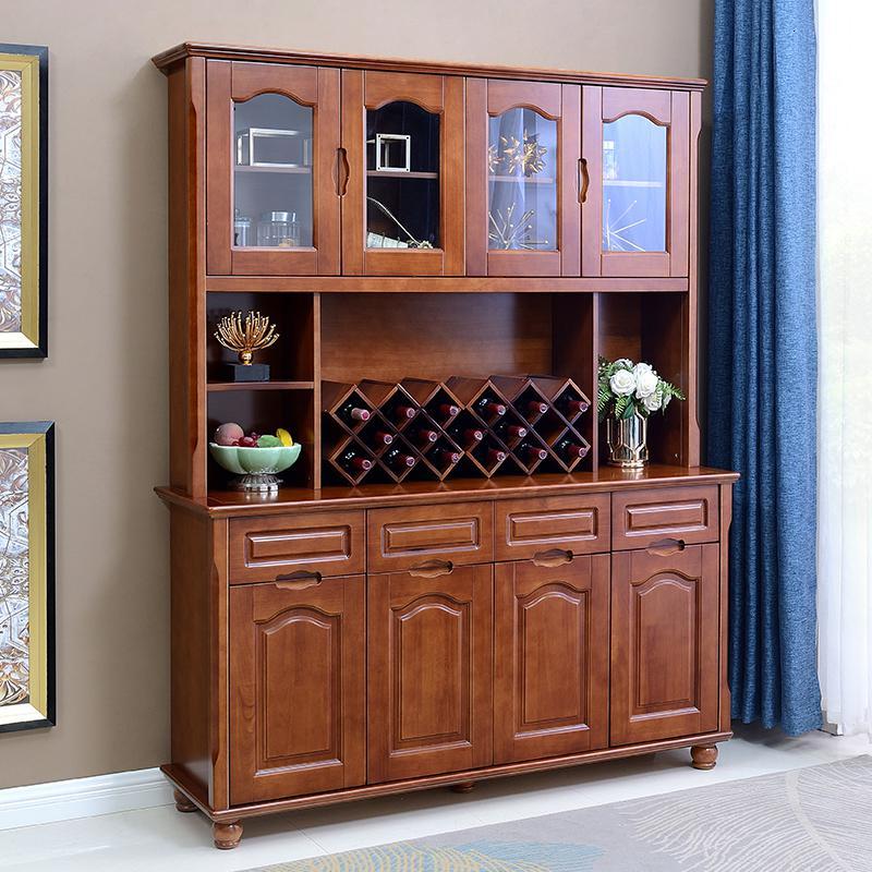 1.6米实木橡木高酒柜酒架客厅中式多功能储物柜展示柜餐边柜定制