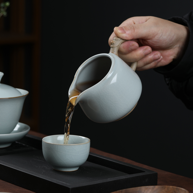 苏氏陶瓷(SUSHI CERAMICS)茶具套装汝窑茶具可养可开片龙马精神10头高档礼盒装高清大图