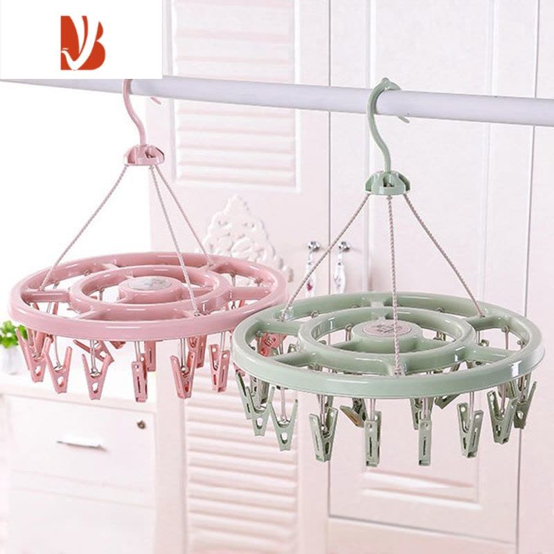三维工匠内衣家用凉袜子架晒架 多夹子 加厚 圆形家居整理晒衣架衣挂多头图片