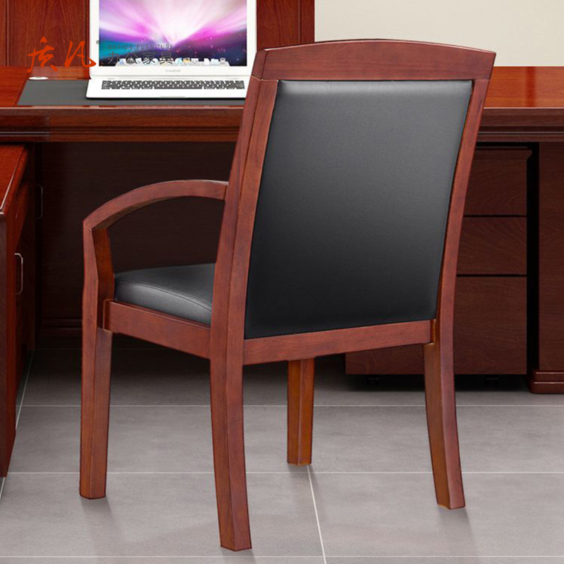 苏宁 质凡 办公家具 电脑椅培训椅实木牛皮550*440*915mm/把高清大图