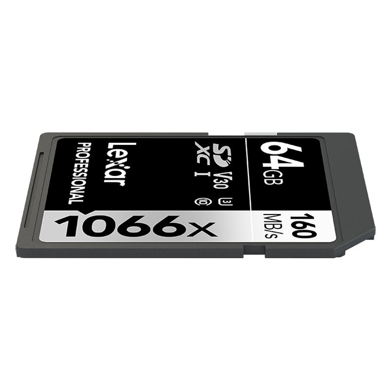 雷克沙(Lexar)64GB SD卡1066X 高速U3 V30读160MB/s写70MB/s单反微单相机内存卡存储卡