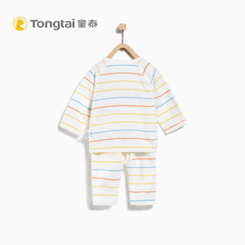 童泰TONGTAI纯棉和服套装0-3个月男女宝宝条纹内衣裤婴幼儿通用59cm