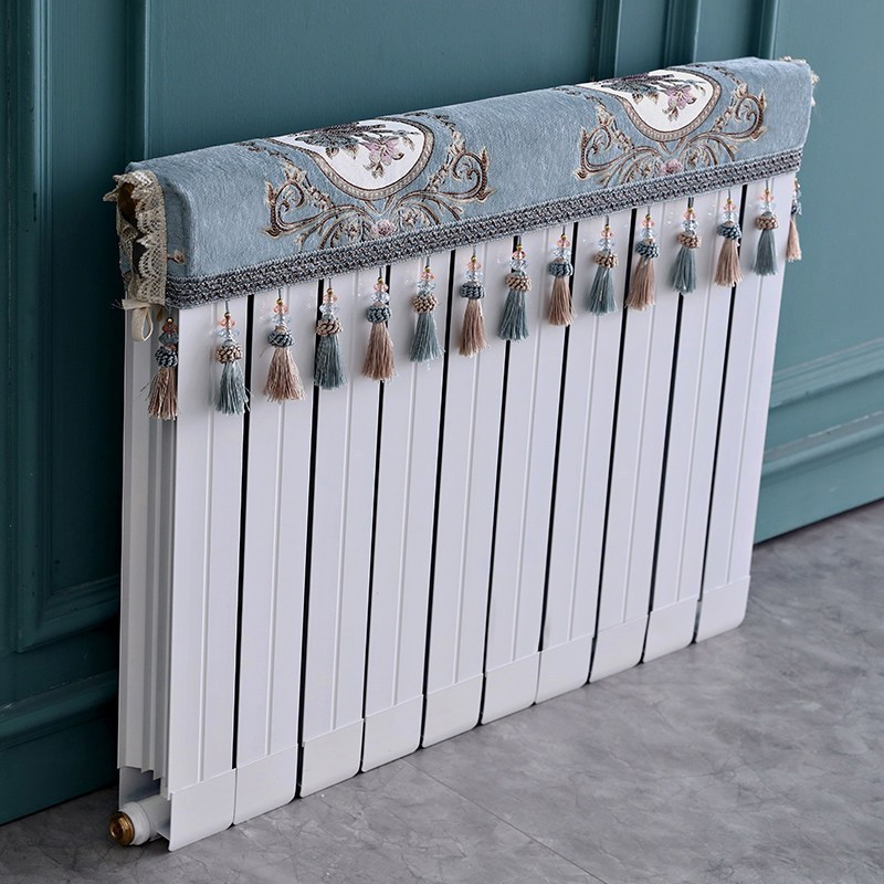 欧式暖气片罩装饰罩子布艺防尘套老式遮挡盖布遮挡帘保护套卫 凌云水绿色 长度100cm*厚度10cm*高度(含穗)20cm高清大图