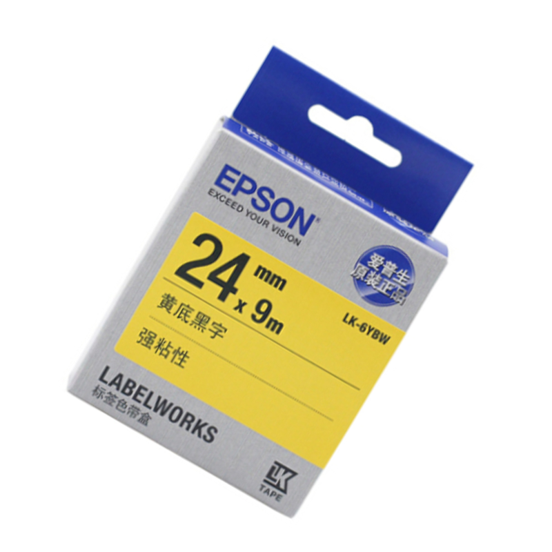 爱普生 LK-6YBW 强粘标签色带 24mm 黄底黑字