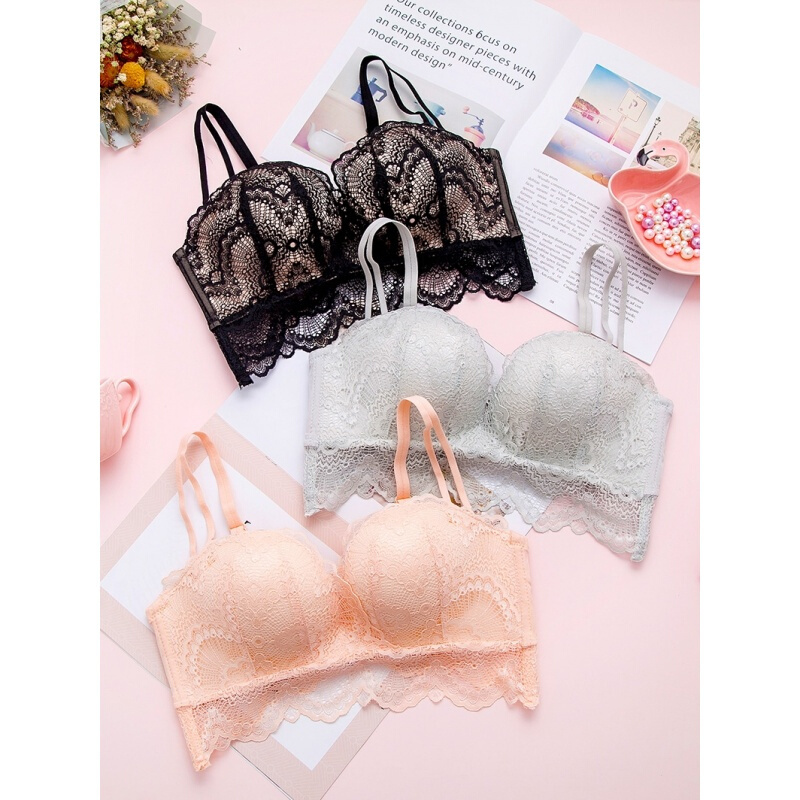性感蕾丝内衣套装女文胸聚拢无钢圈薄款美背收副乳防下垂小胸胸罩
