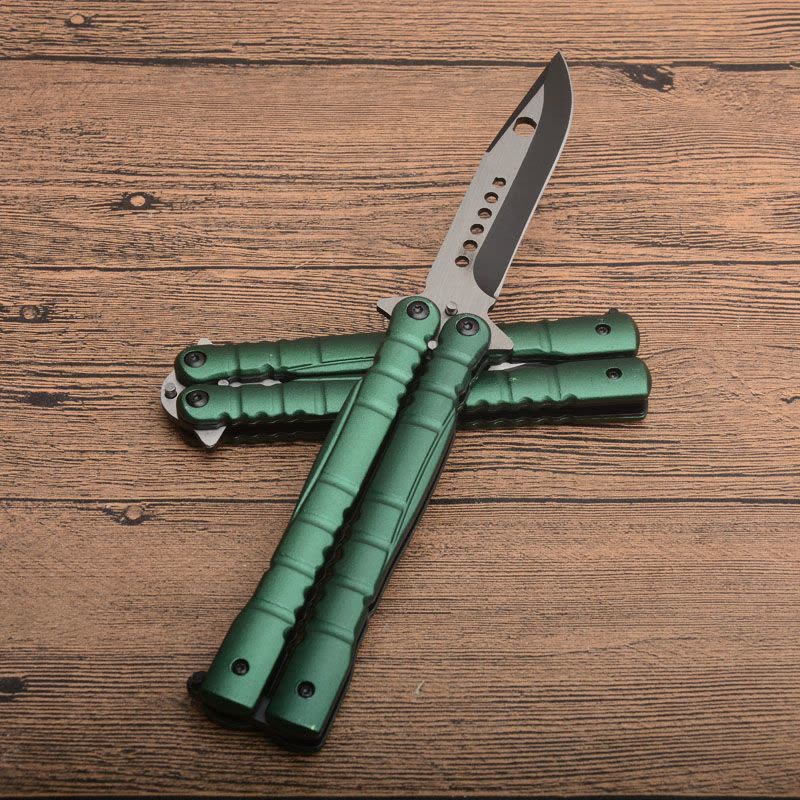 户外野营蝴蝶刀训练刀 蝴蝶训练工具 户外工具 蝴蝶甩刀 多功能折叠刀 便携防卫刀甩出刀折刀图片
