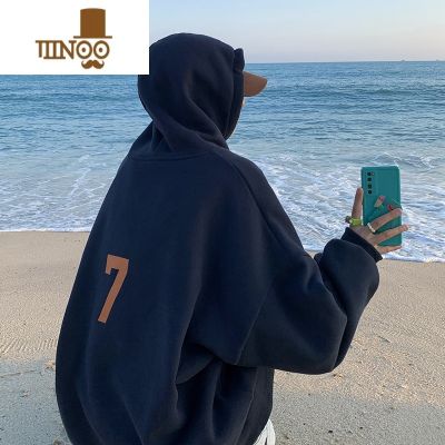 YANXU美式复古中山卫衣男春季ins高街潮牌cityboy连帽oversize外套 藏青 M