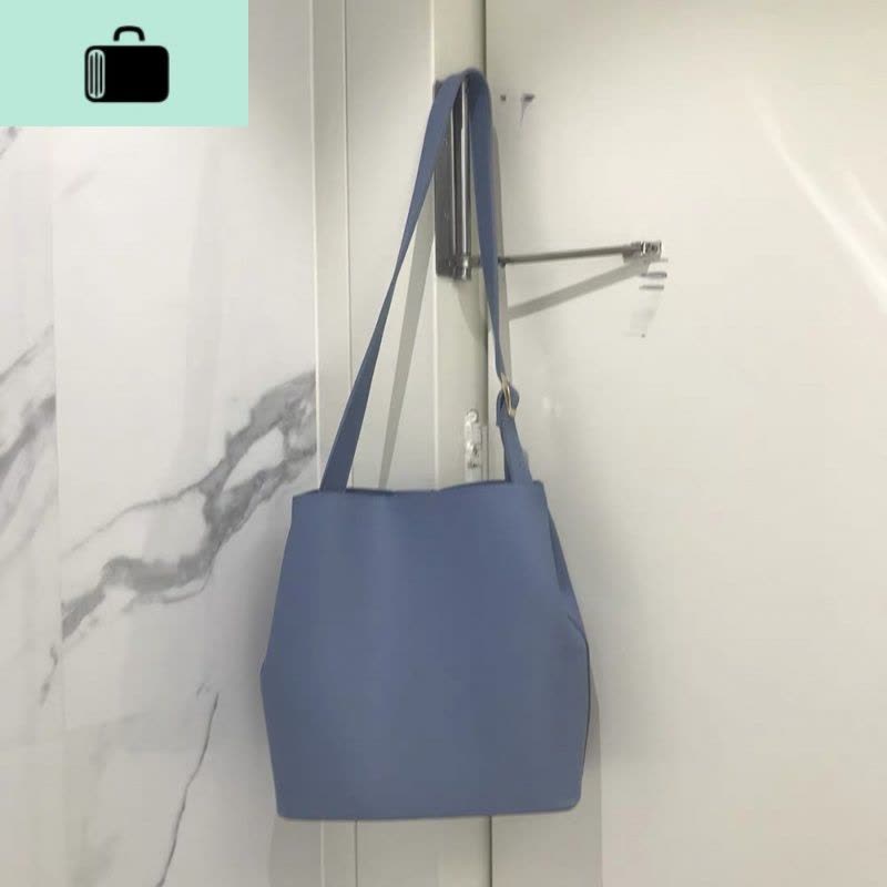 宽肩带ins米色网红水桶包包女斜挎包韩版百搭大容量夏季单肩跨包NEW LAKE图片