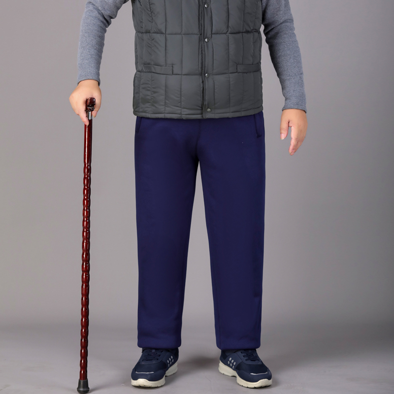 yuansu中老年休闲裤男冬加绒加厚爸爸爷爷外穿棉裤宽松紧腰老人裤子