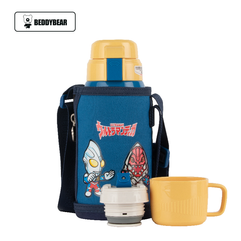 网红优选3D浮雕奥特曼款杯具熊BEDDYBEAR儿童保温杯带吸管儿童水杯316不锈钢宝宝儿童保温壶600m