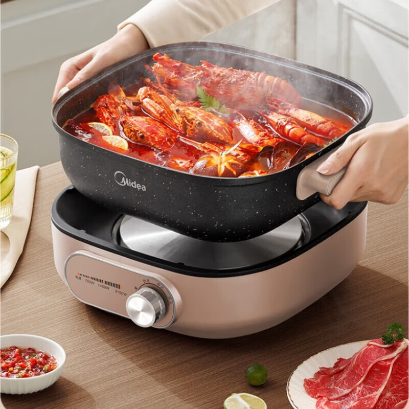美的(Midea)电火锅6L大容量分体式家用多功能电热锅多用途锅炖煮涮多用锅 MC-HGS303004ZMD安心系列高清大图