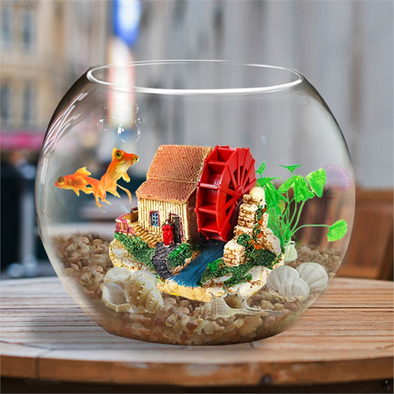 桌面小鱼缸米妮玻璃生态鱼缸造景养金鱼小型热带鱼客厅圆形鱼缸报价 参数 图片 视频 怎么样 问答 苏宁易购